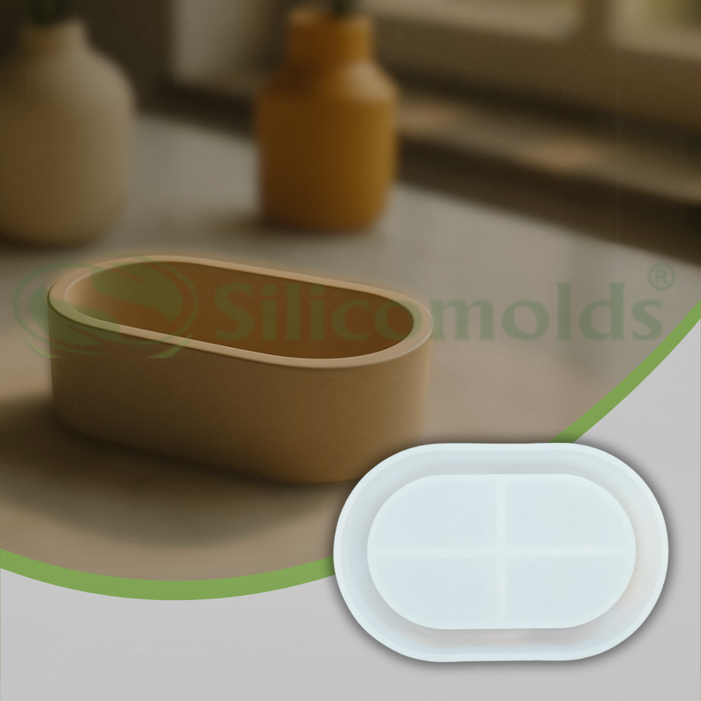 SILICOMOLDS - Oval Trinket Planter Mold URP321PM